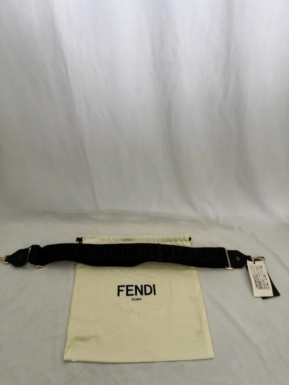 NWT Authentic FENDI FF Logo Adjustable Strap Black Made in Italy